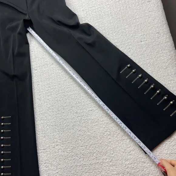 Joseph Ribkoff Wide Leg Trousers Black Pants Metal Stud Detailing Wom Size 6 - Picture 8 of 15